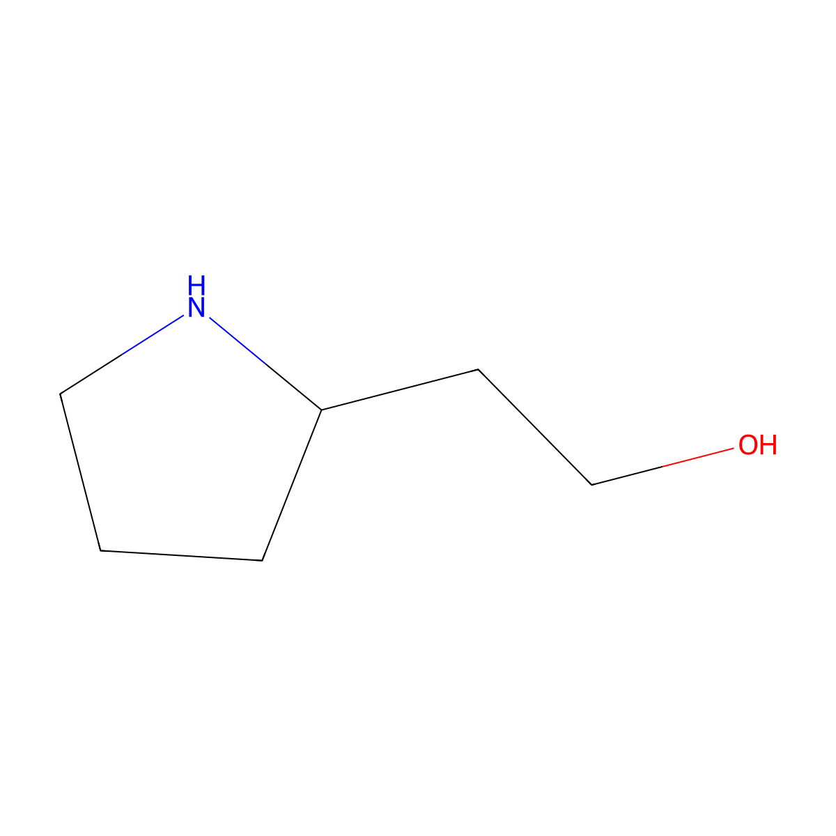 2-Pyrrolidineethanol, (R)- molecular structure, CAS 63847-40-5