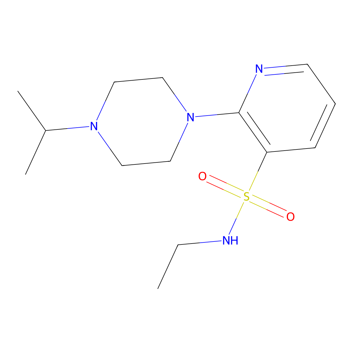 N-ethyl-2-(4-isopropyl-1-piperazinyl)-3-pyridinesulfonamide molecular structure, CAS 63847-74-5