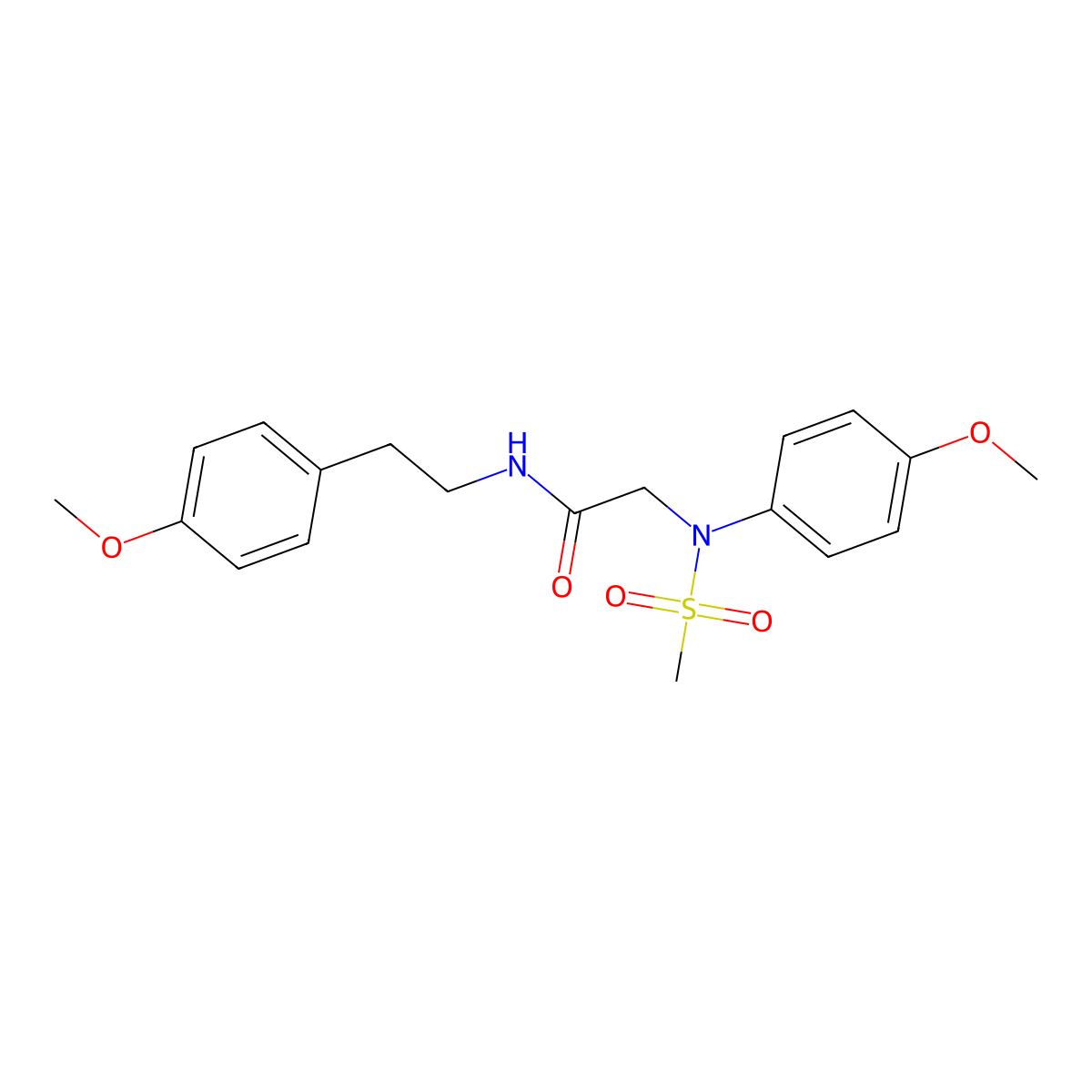 2-(4-methoxy-N-methylsulfonylanilino)-N-[2-(4-methoxyphenyl)ethyl]acetamide molecular structure, CAS 6385-28-0