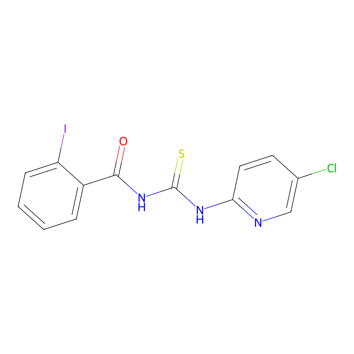N-[(5-chloropyridin-2-yl)carbamothioyl]-2-iodobenzamide molecular structure, CAS 6385-52-0
