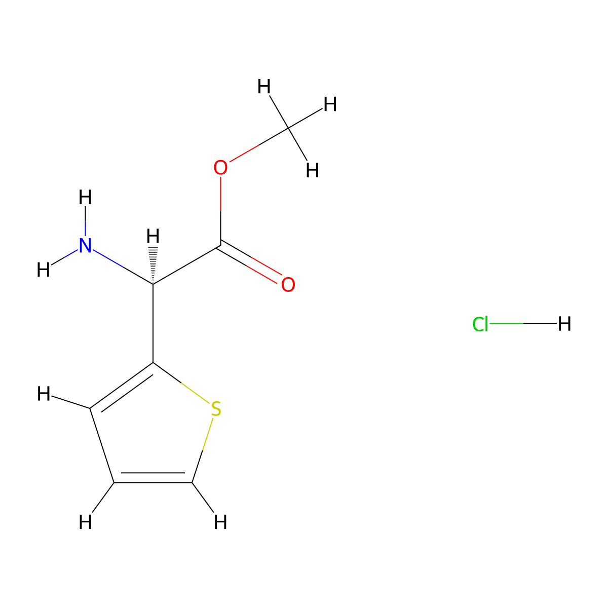 (S)-Methyl 2-amino-2-(thiophen-2-yl)acetate hydrochloride molecular structure, CAS 63856-06-4