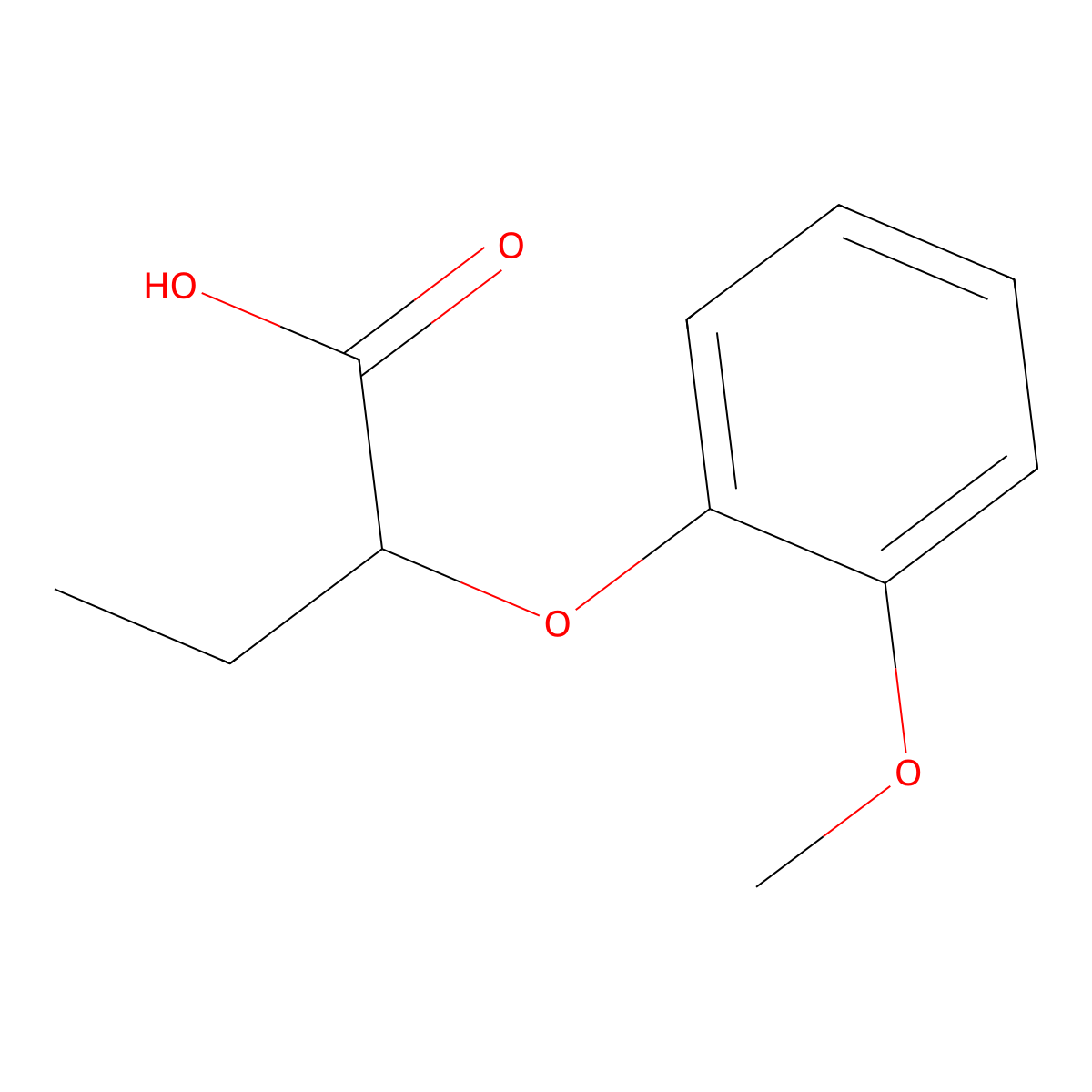 2-(2-Methoxyphenoxy)butanoic acid molecular structure, CAS 63858-11-7
