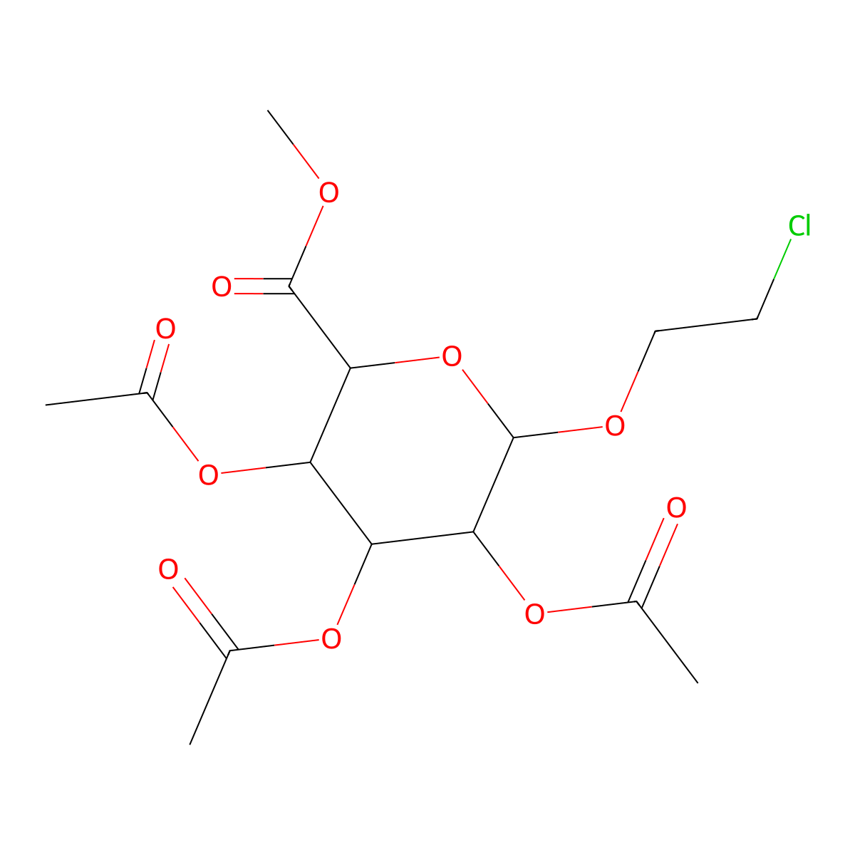2-Chloroethyl 2,3,4-tri-O-acetyl-beta-D-glucopyranosiduronic acid methyl ester molecular structure, CAS 6386-29-4