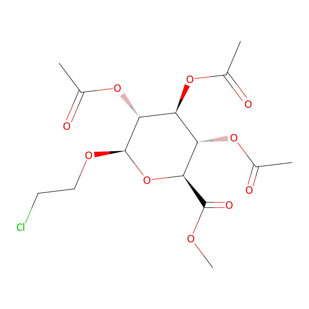 2-Chloroethyl 2,3,4-tri-O-acetyl-beta-D-glucopyranosiduronic acid methyl ester molecular structure, CAS 6386-29-4