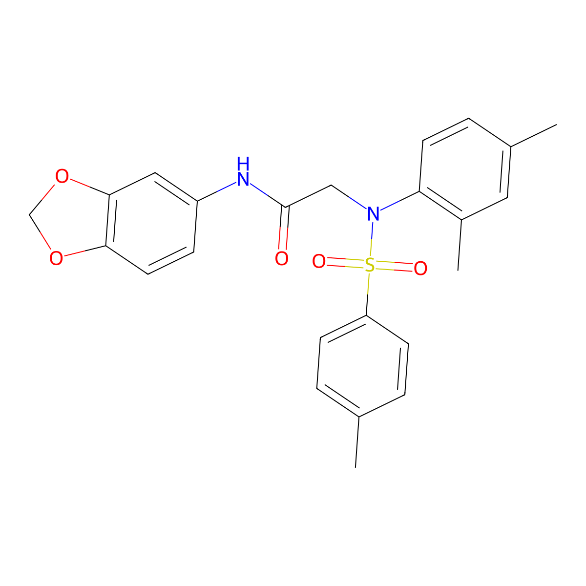 N-(1,3-benzodioxol-5-yl)-2-{2,4-dimethyl[(4-methylphenyl)sulfonyl]anilino}acetamide molecular structure, CAS 6386-99-8