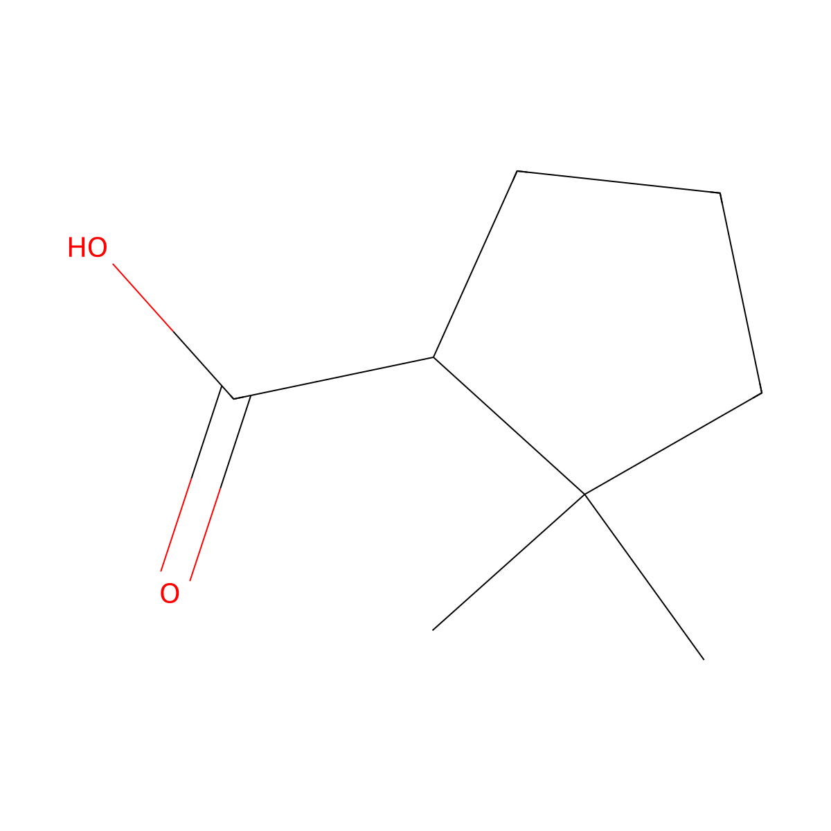 2,2-Dimethylcyclopentane-1-carboxylic acid molecular structure, CAS 63861-26-7