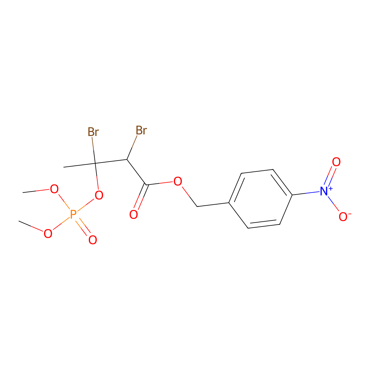 Butyric acid, 2,3-dibromo-3-hydroxy-, p-nitrobenzyl ester, dimethyl phosphate molecular structure, CAS 63867-12-9