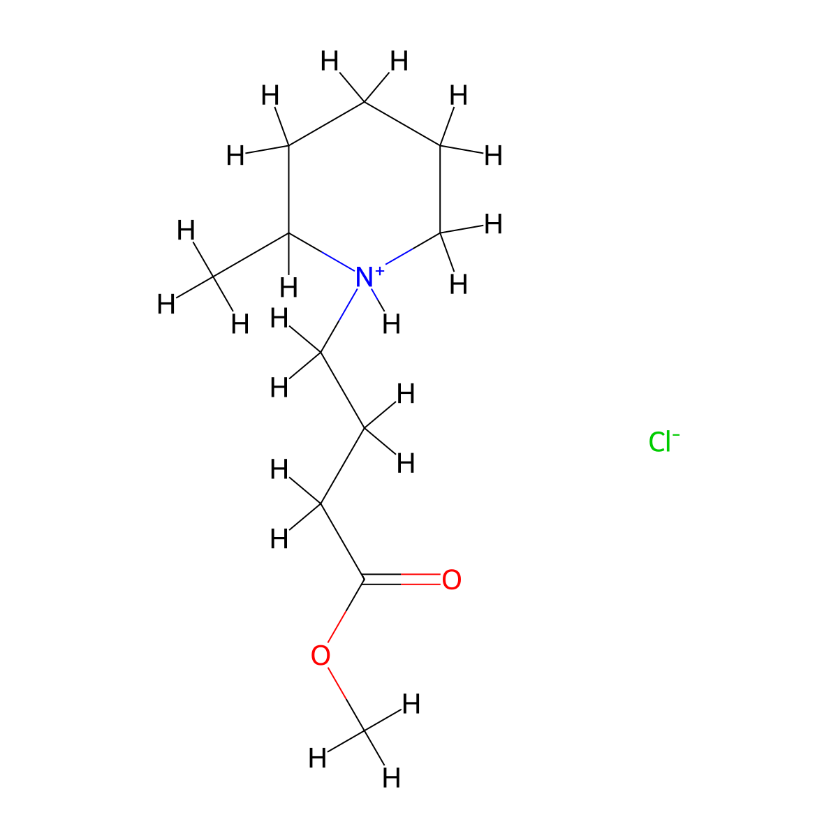 Methyl 4-(2-methylpiperidin-1-yl)butanoate--hydrogen chloride (1/1) molecular structure, CAS 63867-22-1