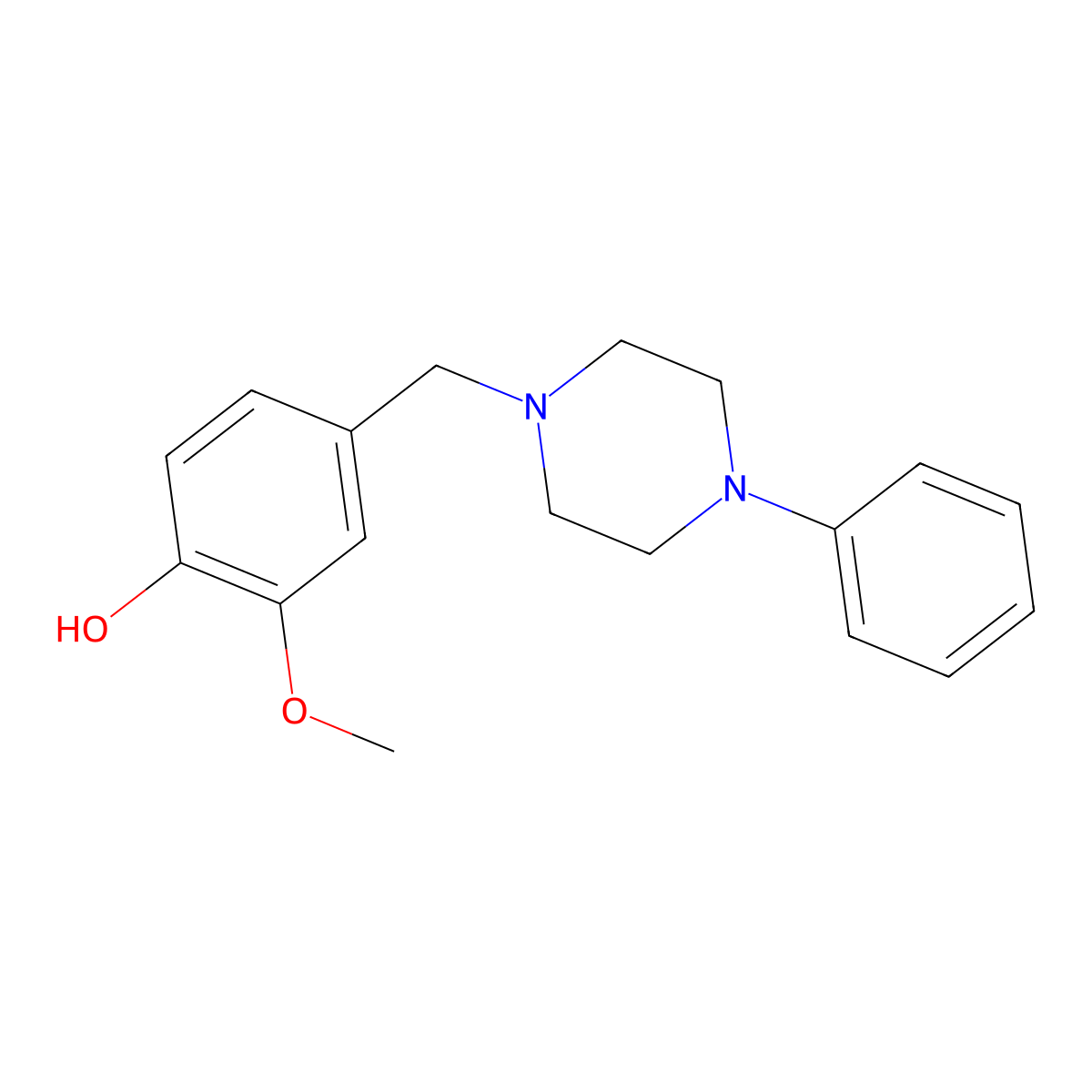1-(3-Methoxy-4-hydroxybenzyl)-4-phenylpiperazine molecular structure, CAS 63867-54-9