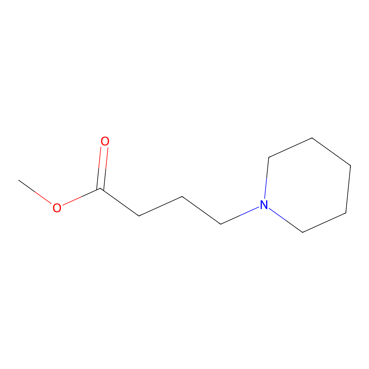 4-Piperidinebutyric acid, methyl ester molecular structure, CAS 63867-69-6
