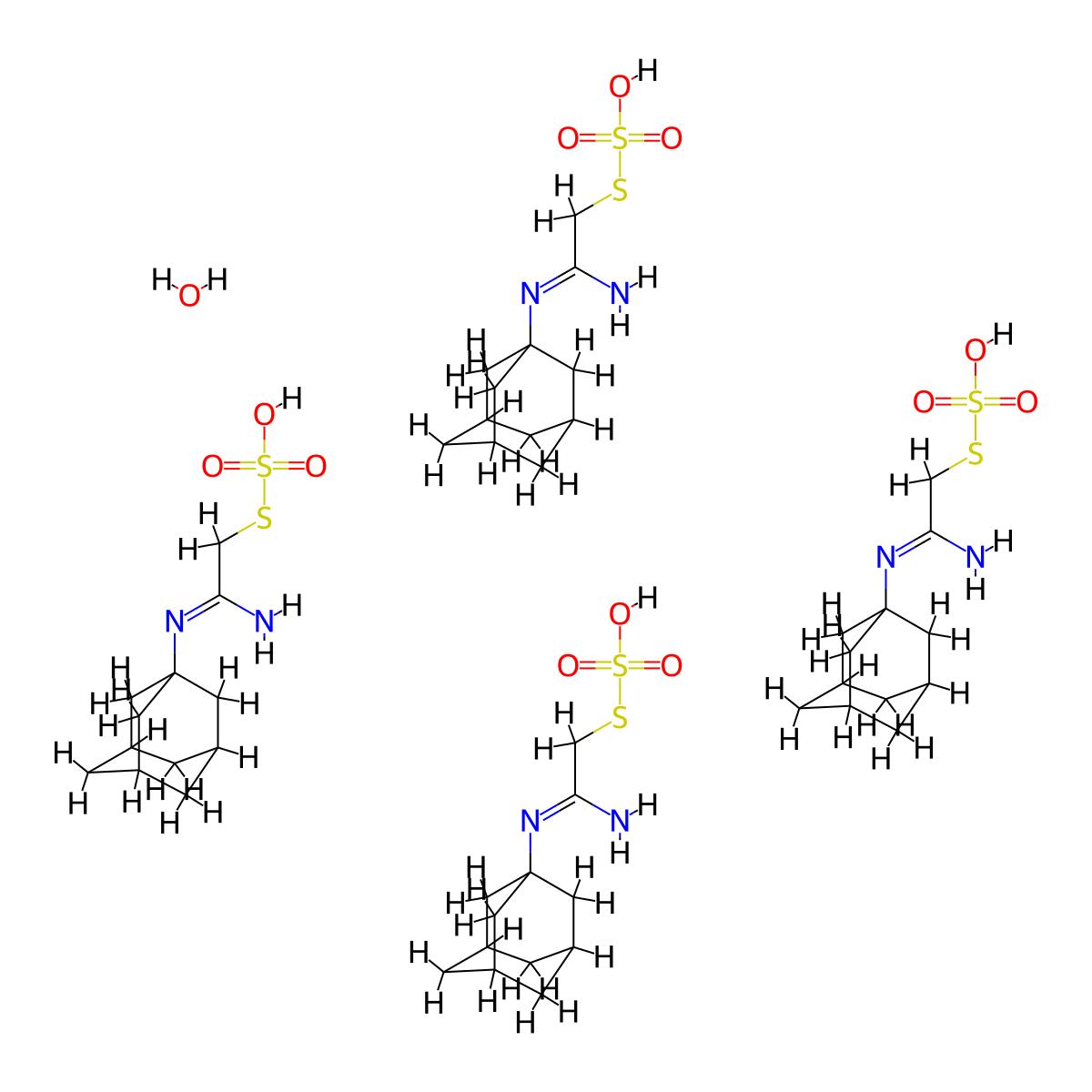 Methanethiol, (N-1-adamantyl)amidino-, hydrogen sulfate (ester) hydrate molecular structure, CAS 63869-14-7