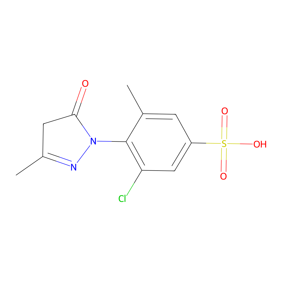 5-Chloro-6-(4,5-dihydro-3-methyl-5-oxo-1H-pyrazol-1-yl)toluene-3-sulphonic acid molecular structure, CAS 6387-17-3
