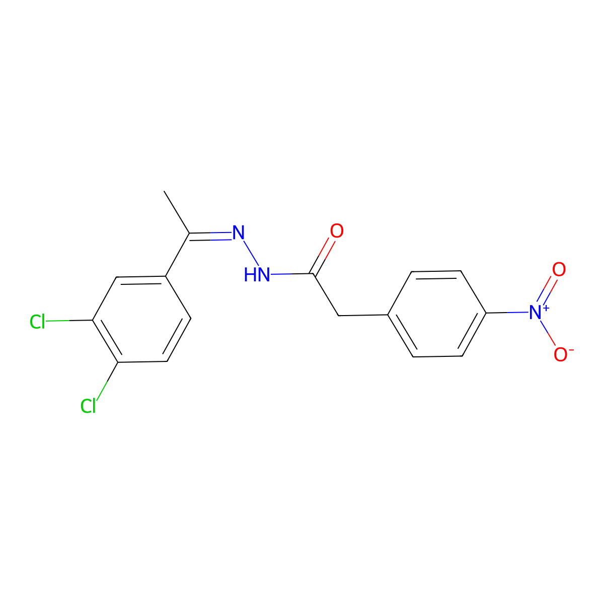 N-[1-(3,4-dichlorophenyl)ethylideneamino]-2-(4-nitrophenyl)acetamide molecular structure, CAS 6387-91-3