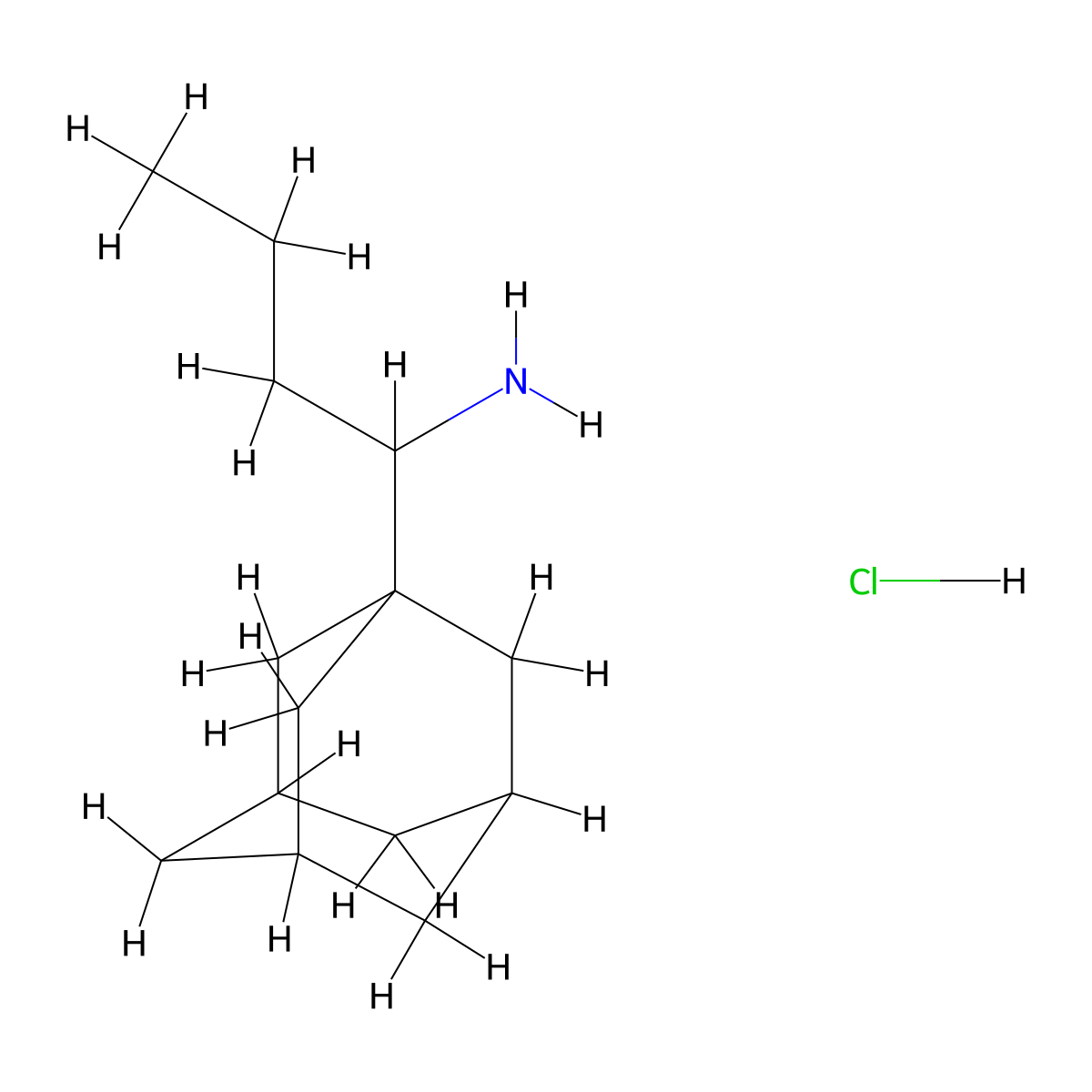 Adamantane, 1-(1-aminobutyl)-, hydrochloride molecular structure, CAS 63872-79-7
