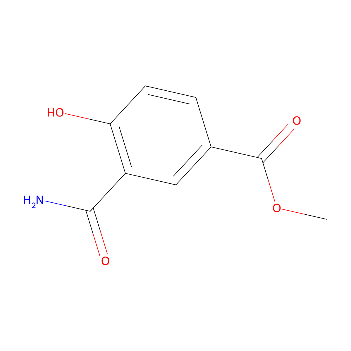Methyl 3-carbamoyl-4-hydroxybenzoate molecular structure, CAS 63874-38-4