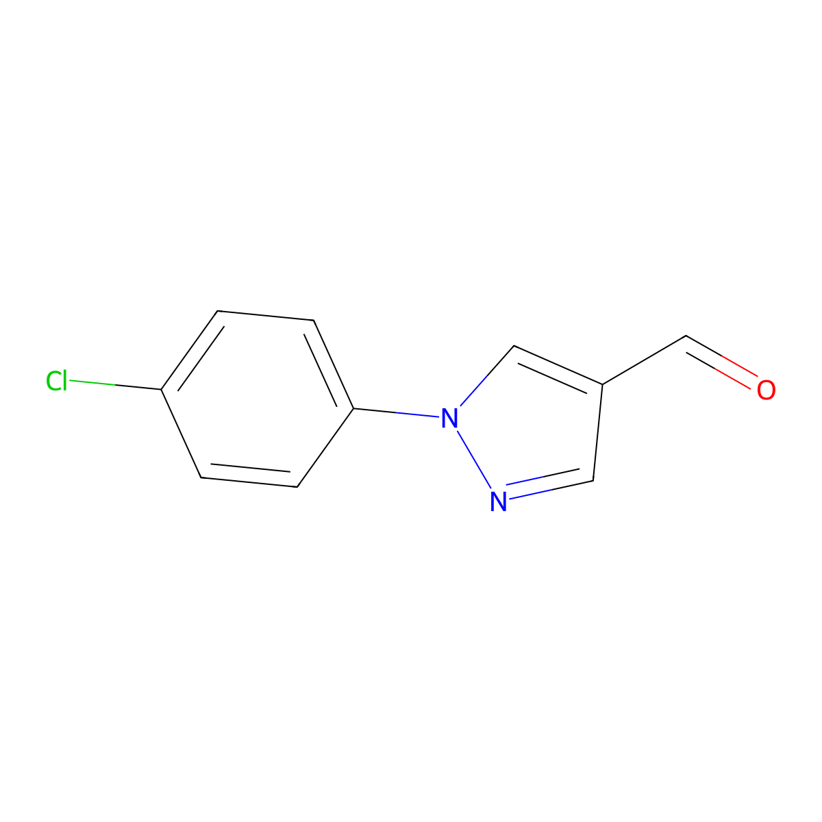1-(4-chlorophenyl)-1H-pyrazole-4-carbaldehyde molecular structure, CAS 63874-99-7