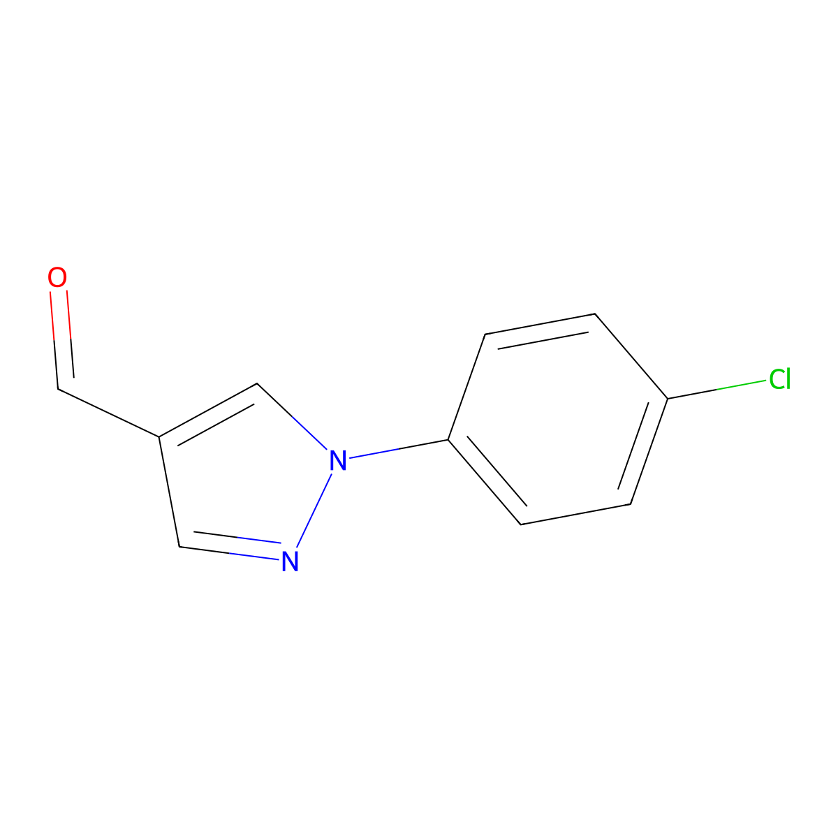 1-(4-chlorophenyl)-1H-pyrazole-4-carbaldehyde molecular structure, CAS 63874-99-7