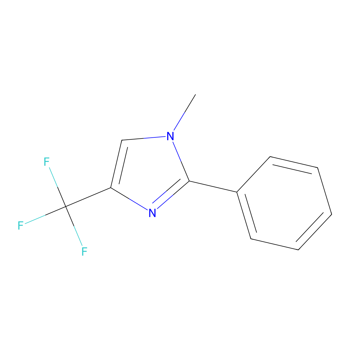 1-Methyl-2-phenyl-4-(trifluoromethyl)-1H-imidazole molecular structure, CAS 63875-06-9