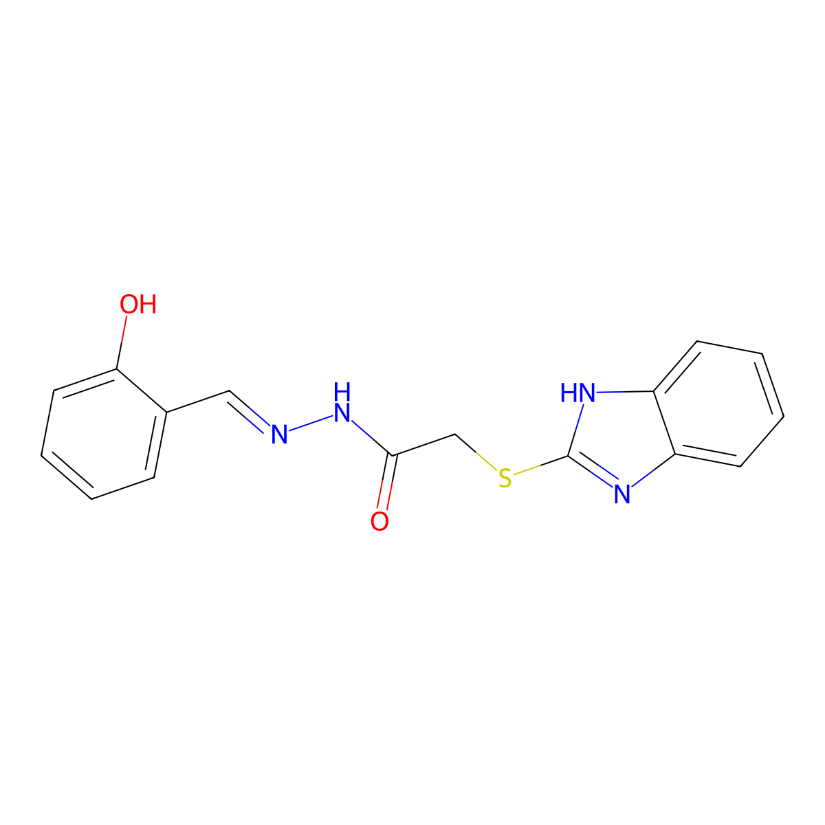 2-(1H-Benzimidazol-2-ylthio)acetic acid 2-[(2-hydroxyphenyl)methylene]hydrazide molecular structure, CAS 63875-31-0