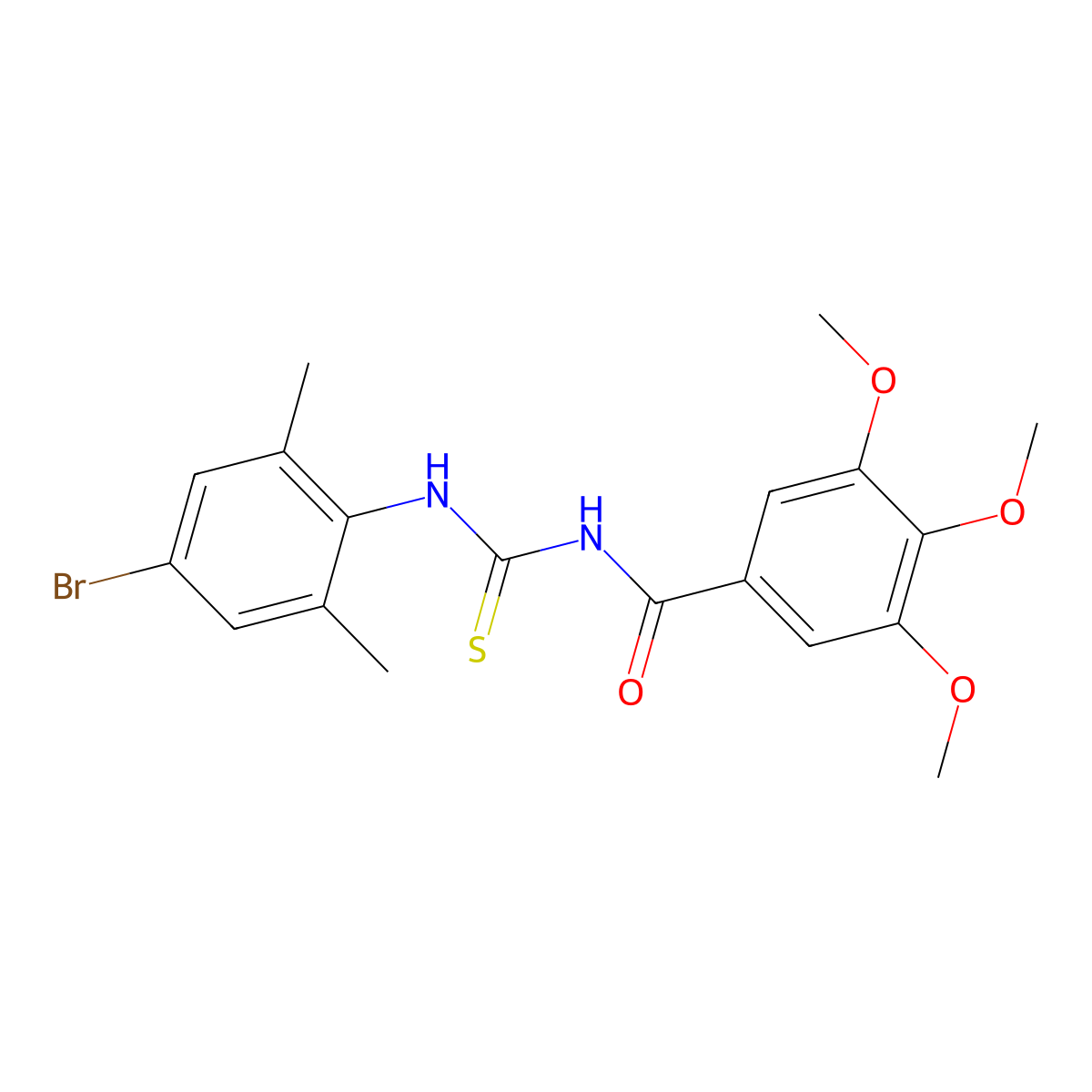N-[(4-bromo-2,6-dimethylphenyl)carbamothioyl]-3,4,5-trimethoxybenzamide molecular structure, CAS 6388-81-4