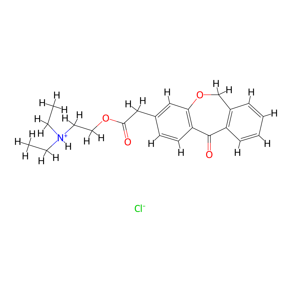Dibenz(b,e)oxepin-3-acetic acid, 6,11-dihydro-11-oxo, 2-(diethyl amino)ethyl ester, hydrochloride molecular structure, CAS 63883-13-6
