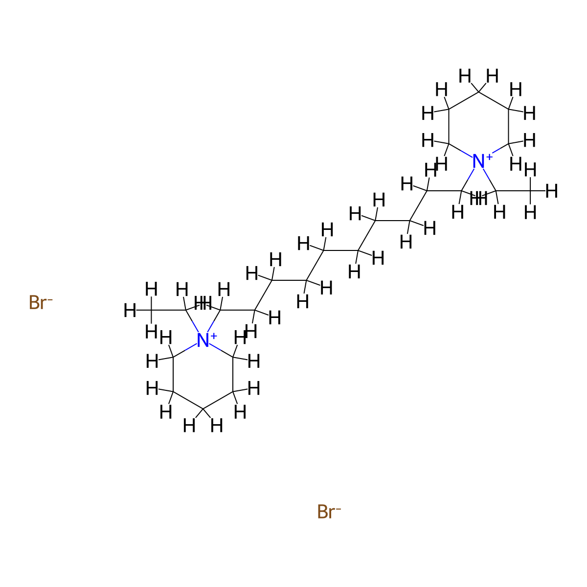 1,1'-(Decane-1,10-diyl)bis(1-ethylpiperidin-1-ium) dibromide molecular structure, CAS 63884-27-5