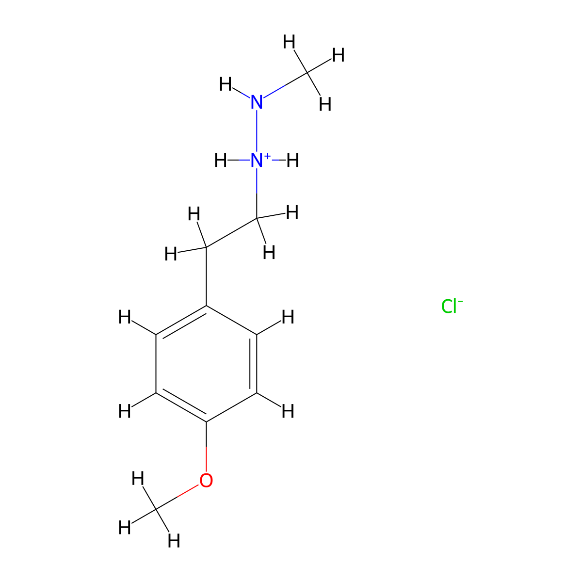 Hydrazine, 1-(p-methoxyphenethyl)-2-methyl-, hydrochloride molecular structure, CAS 63884-37-7
