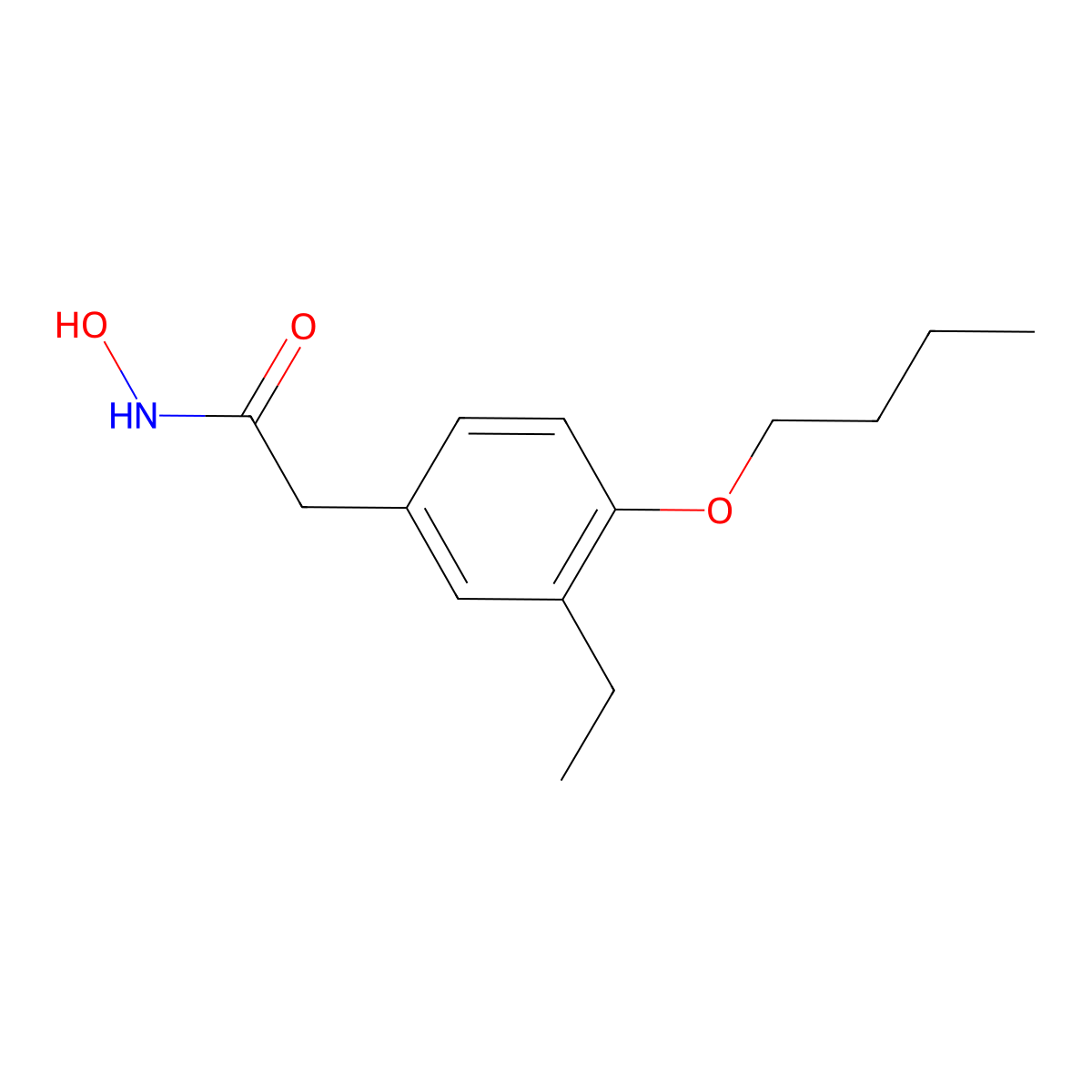 Acetohydroxamic acid, 2-(4-butoxy-3-ethylphenyl)- molecular structure, CAS 63884-94-6