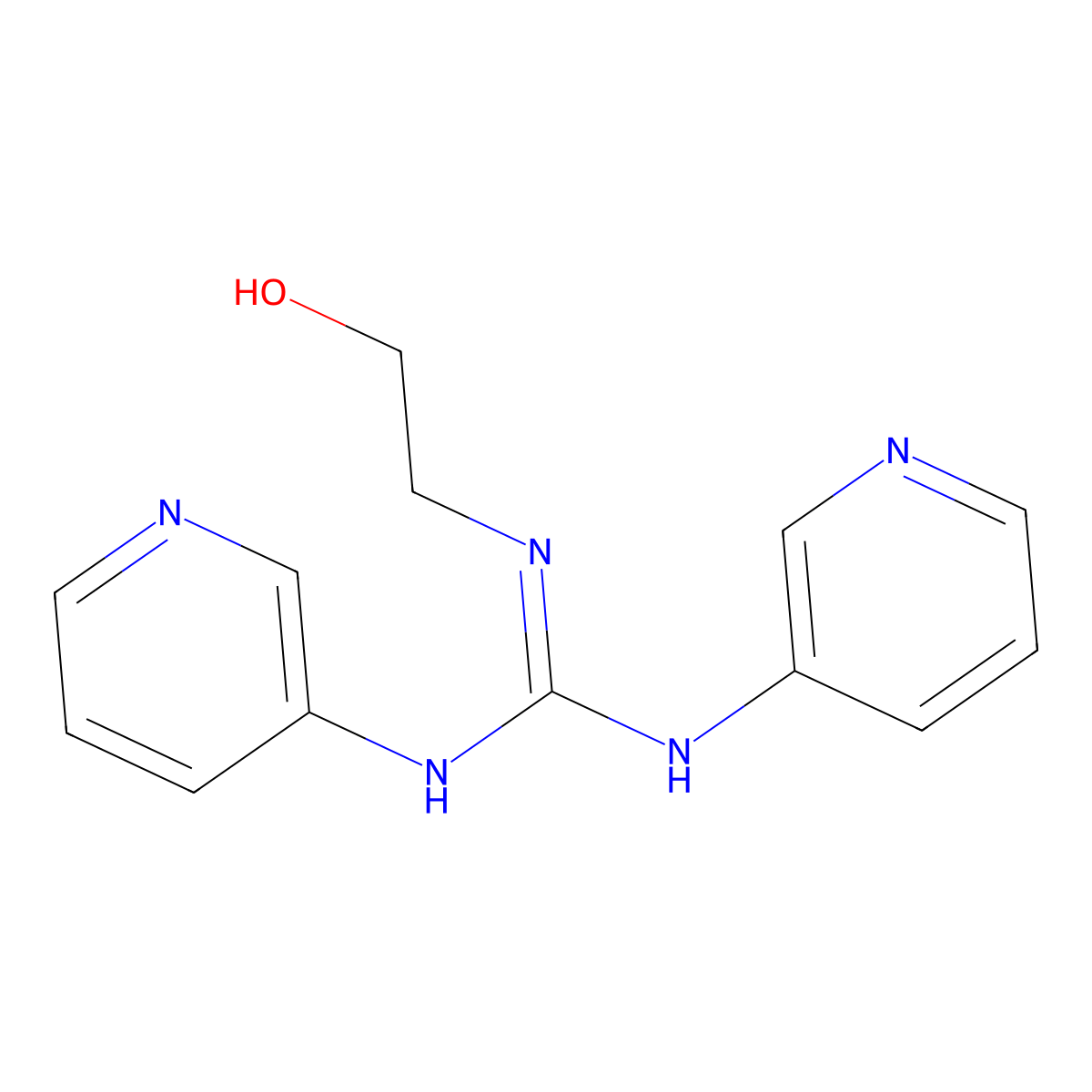 Guanidine, 1,3-bis(3-pyridyl)-2-(2-hydroxyethyl)- molecular structure, CAS 63885-21-2