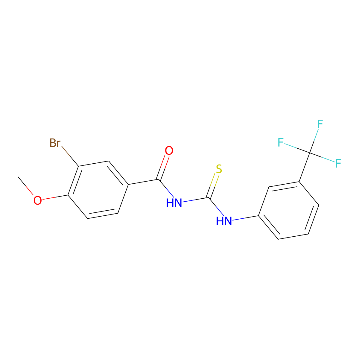 3-bromo-4-methoxy-N-{[3-(trifluoromethyl)phenyl]carbamothioyl}benzamide molecular structure, CAS 6389-19-1
