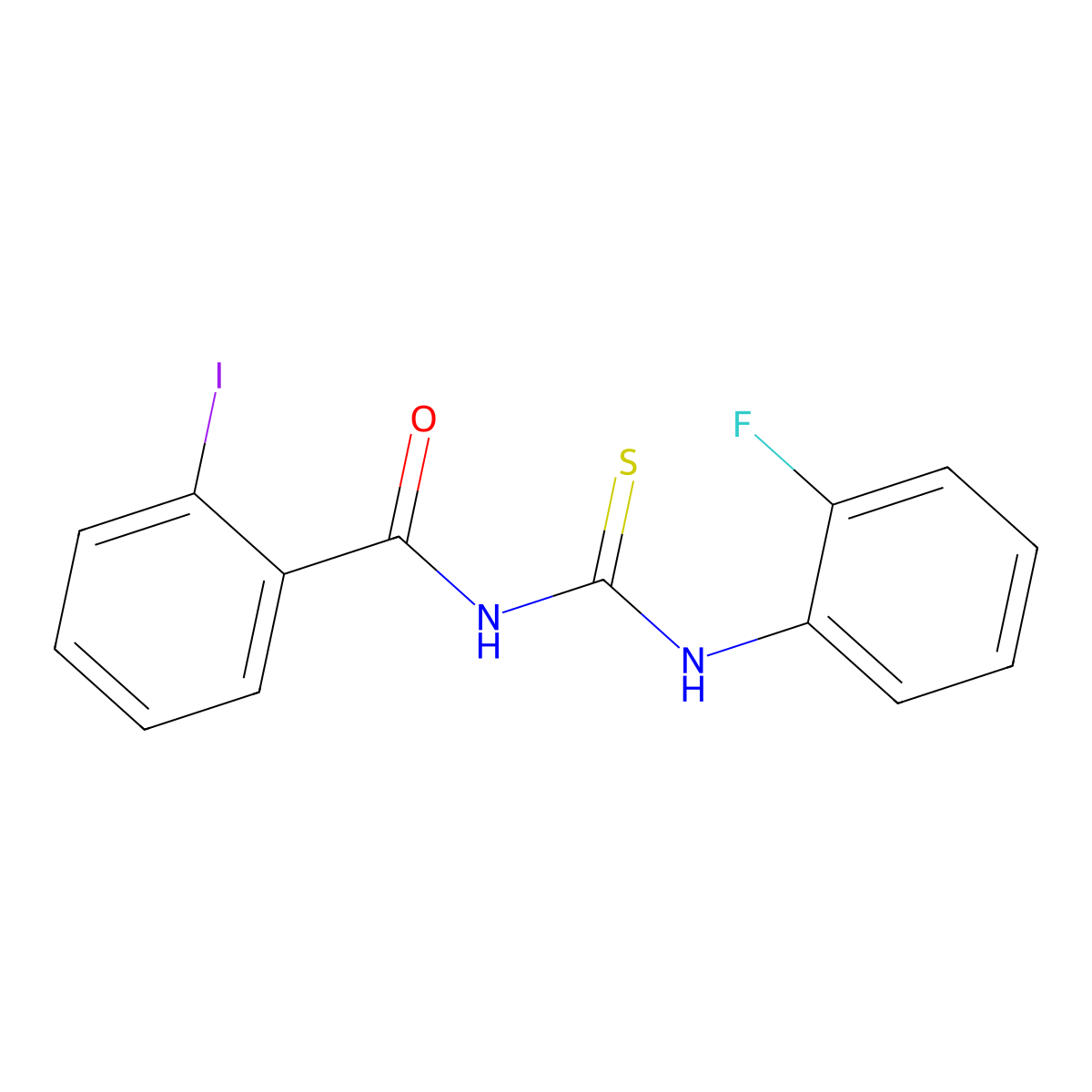 N-[(2-fluorophenyl)carbamothioyl]-2-iodobenzamide molecular structure, CAS 6389-30-6