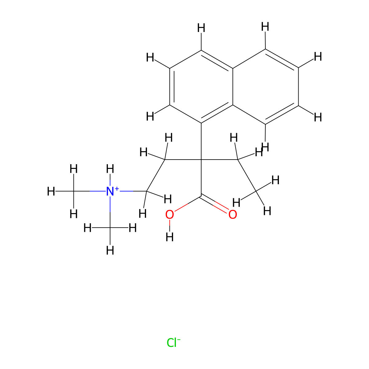 1-Naphthaleneacetic acid, alpha-(2-(dimethylamino)ethyl)-alpha-ethyl-, hydrochloride molecular structure, CAS 6389-45-3