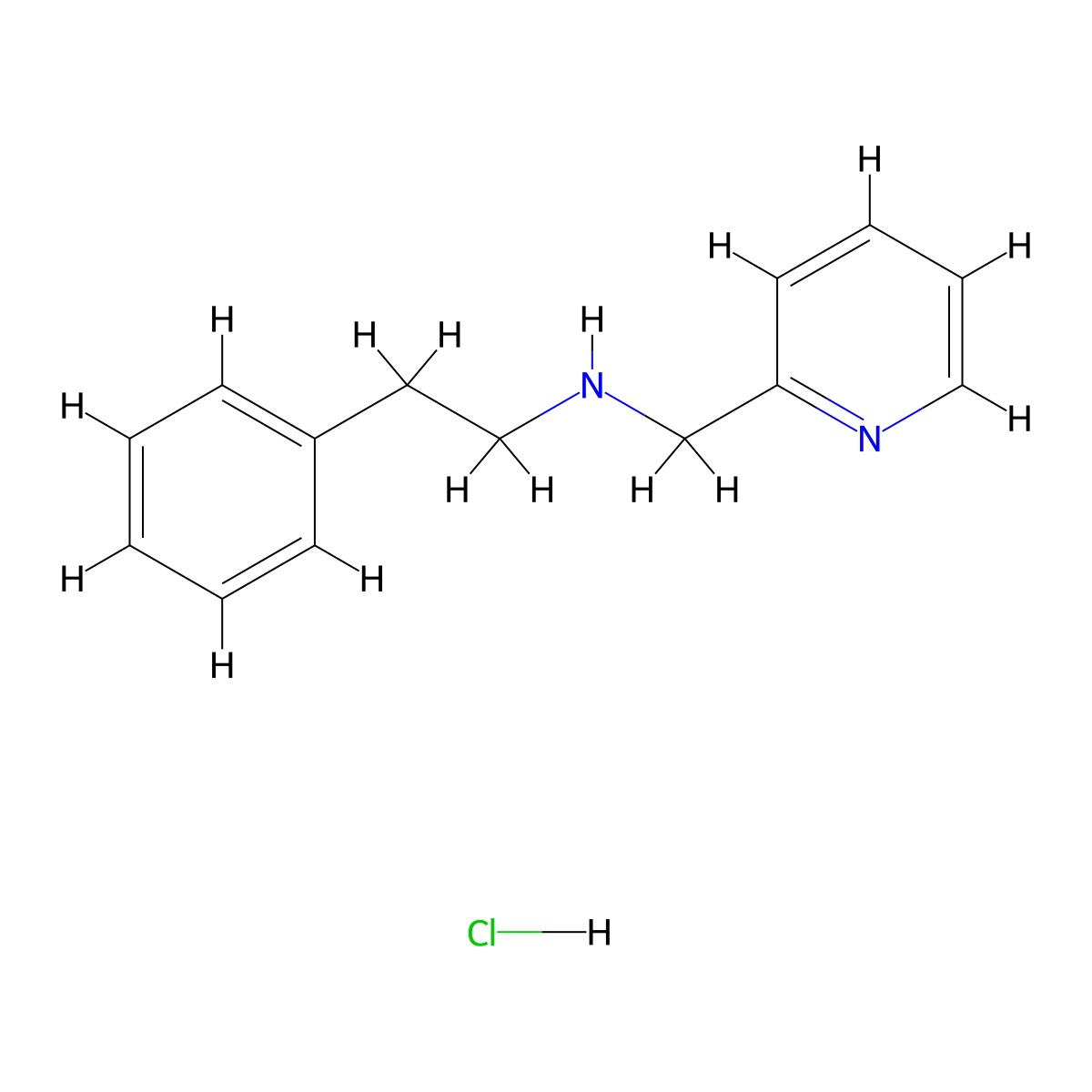 (2-Phenylethyl)[(pyridin-2-yl)methyl]amine hydrochloride molecular structure, CAS 6389-59-9
