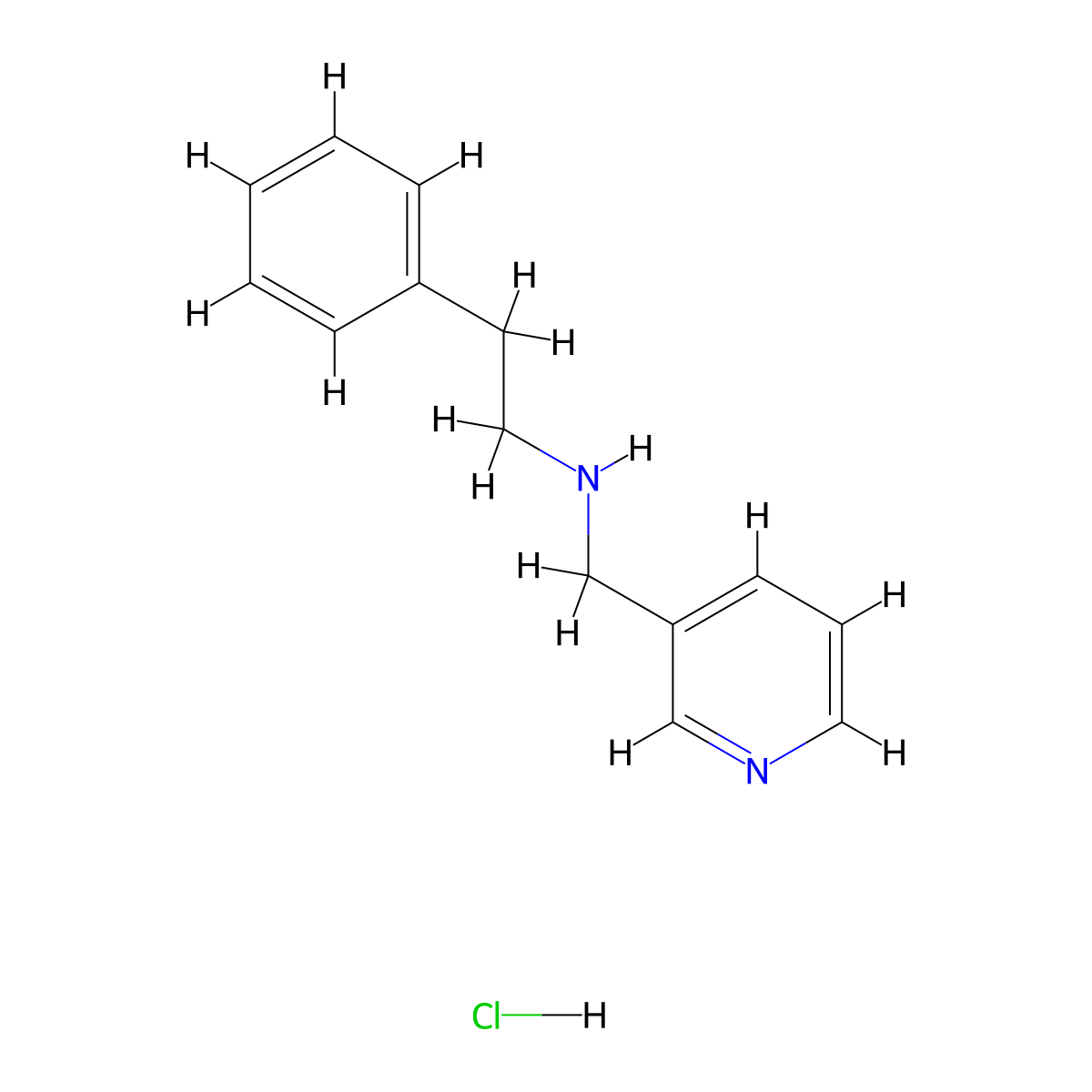(2-Phenylethyl)(3-pyridinylmethyl)amine hydrochloride molecular structure, CAS 6389-60-2