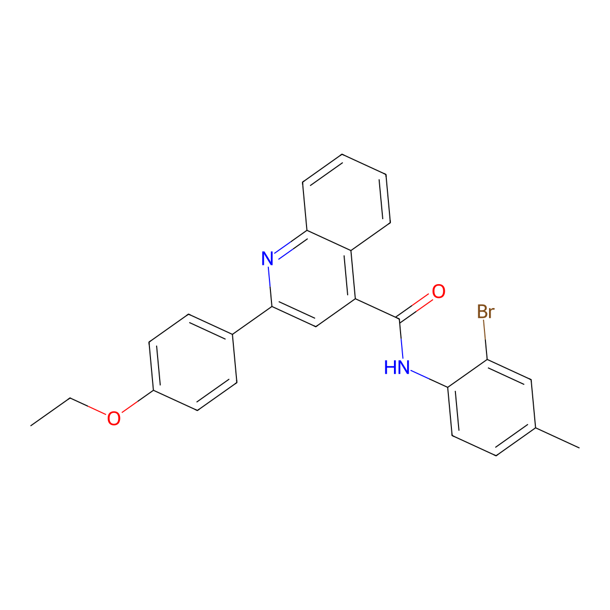 N-(2-bromo-4-methylphenyl)-2-(4-ethoxyphenyl)quinoline-4-carboxamide molecular structure, CAS 6389-95-3