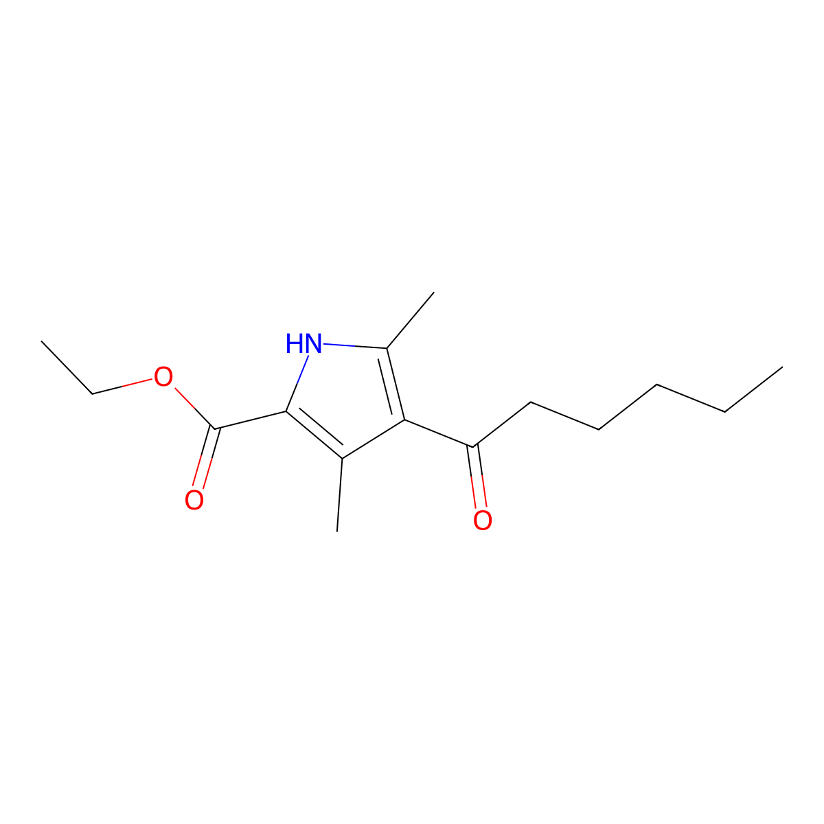 ethyl 4-hexanoyl-3,5-dimethyl-1H-pyrrole-2-carboxylate molecular structure, CAS 63892-46-6