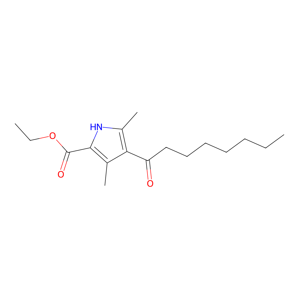 ethyl 3,5-dimethyl-4-octanoyl-1H-pyrrole-2-carboxylate molecular structure, CAS 63892-47-7