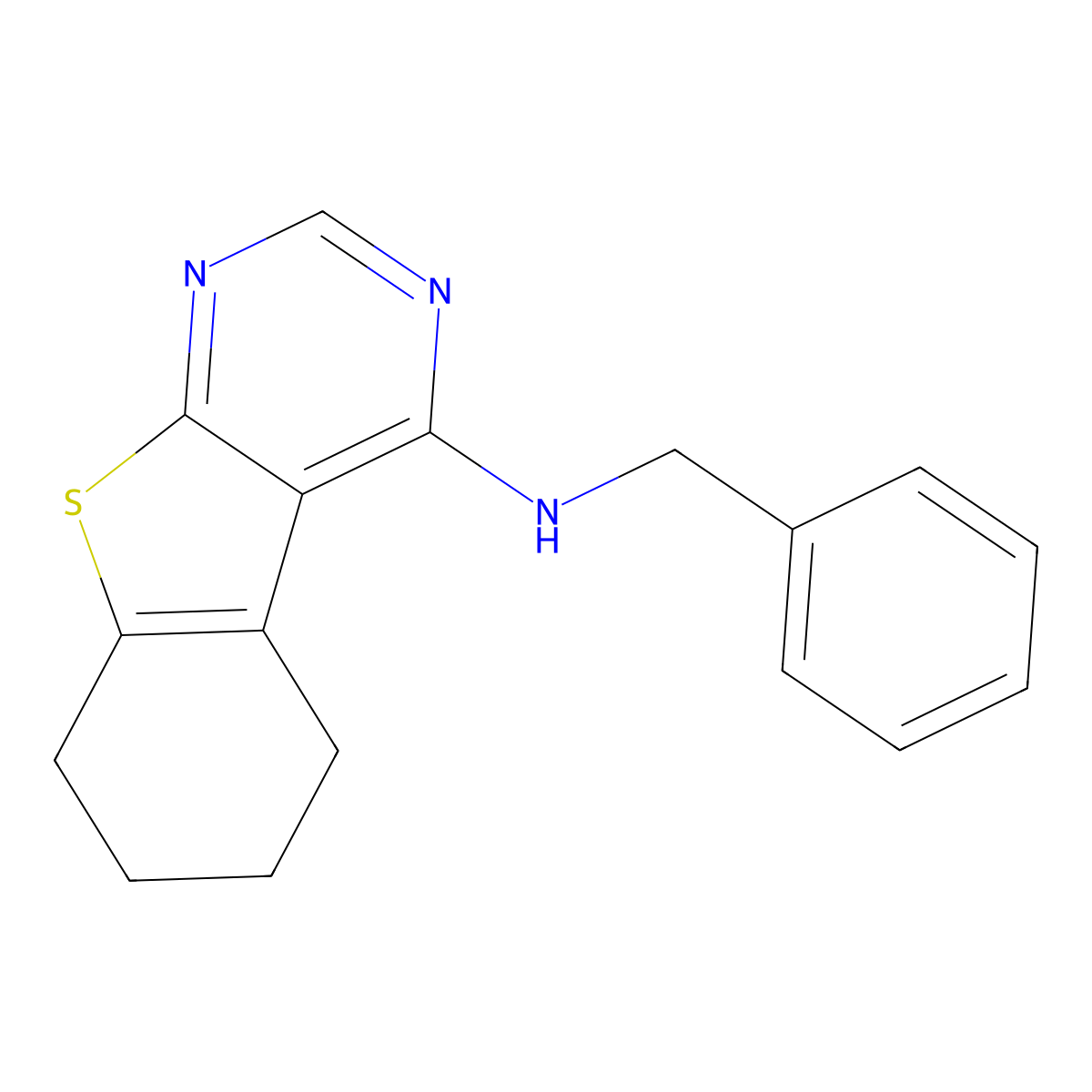 N-benzyl-5,6,7,8-tetrahydro[1]benzothieno[2,3-d]pyrimidin-4-amine molecular structure, CAS 63893-46-9