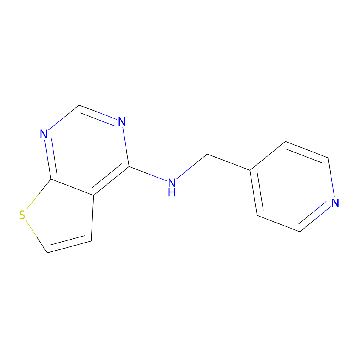 N-(pyridin-4-ylmethyl)thieno[2,3-d]pyrimidin-4-amine molecular structure, CAS 63893-61-8