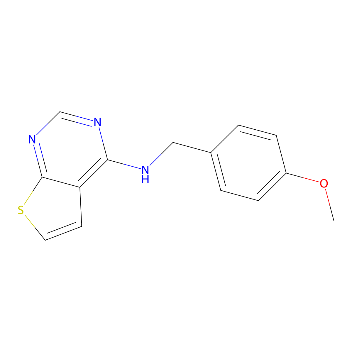 N-[(4-methoxyphenyl)methyl]thieno[2,3-d]pyrimidin-4-amine molecular structure, CAS 63893-95-8
