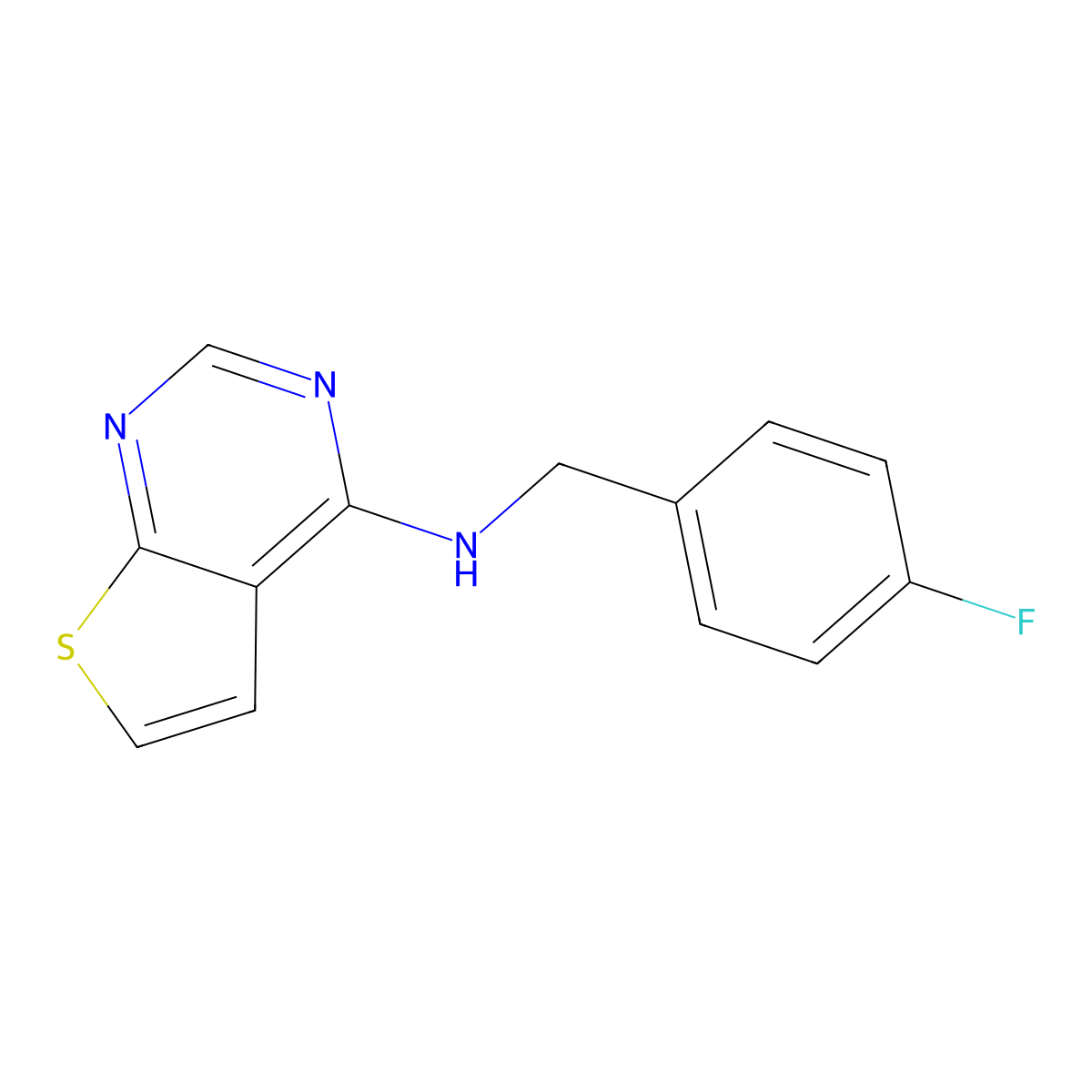 N-[(4-fluorophenyl)methyl]thieno[2,3-d]pyrimidin-4-amine molecular structure, CAS 63893-96-9