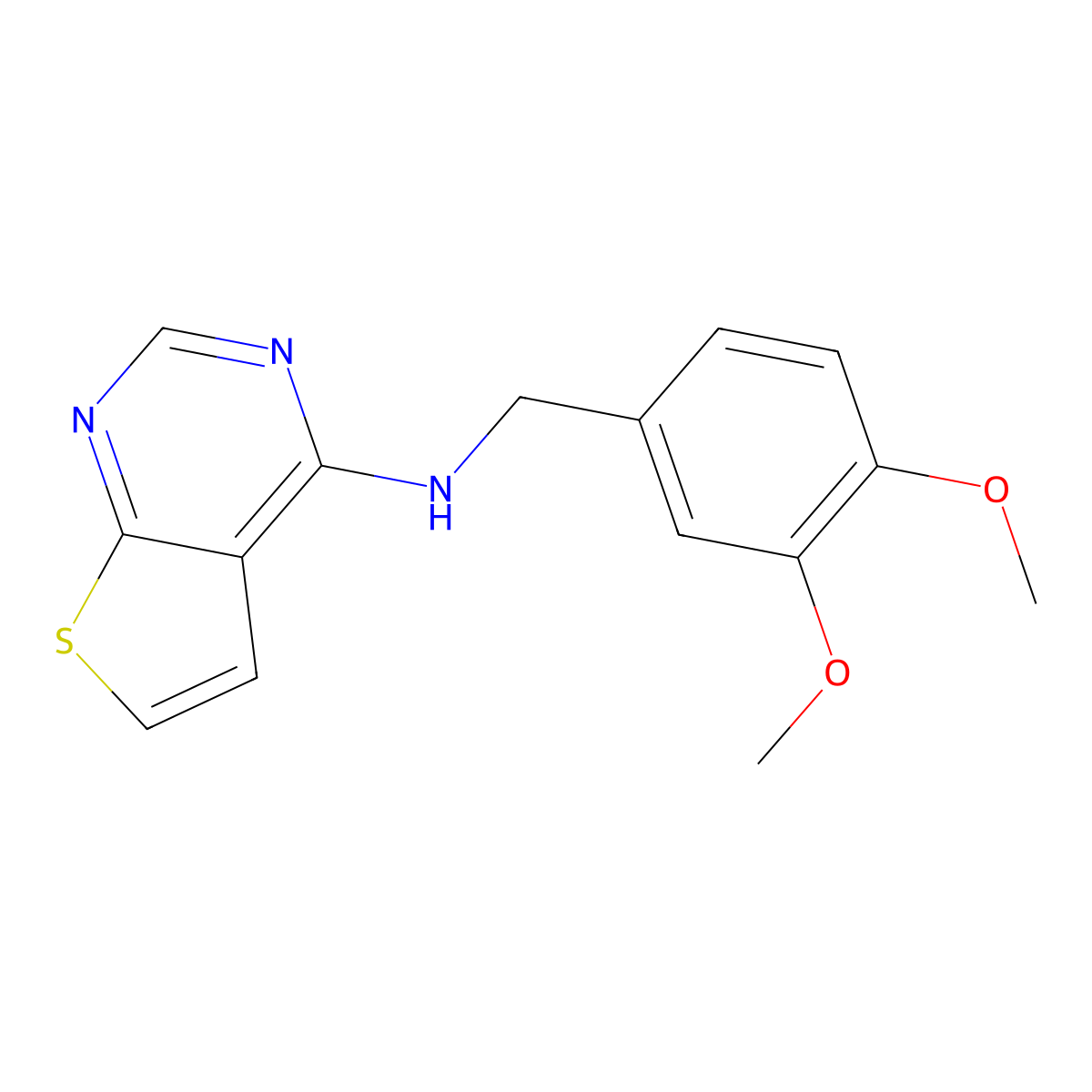 N-[(3,4-dimethoxyphenyl)methyl]thieno[2,3-d]pyrimidin-4-amine molecular structure, CAS 63894-03-1
