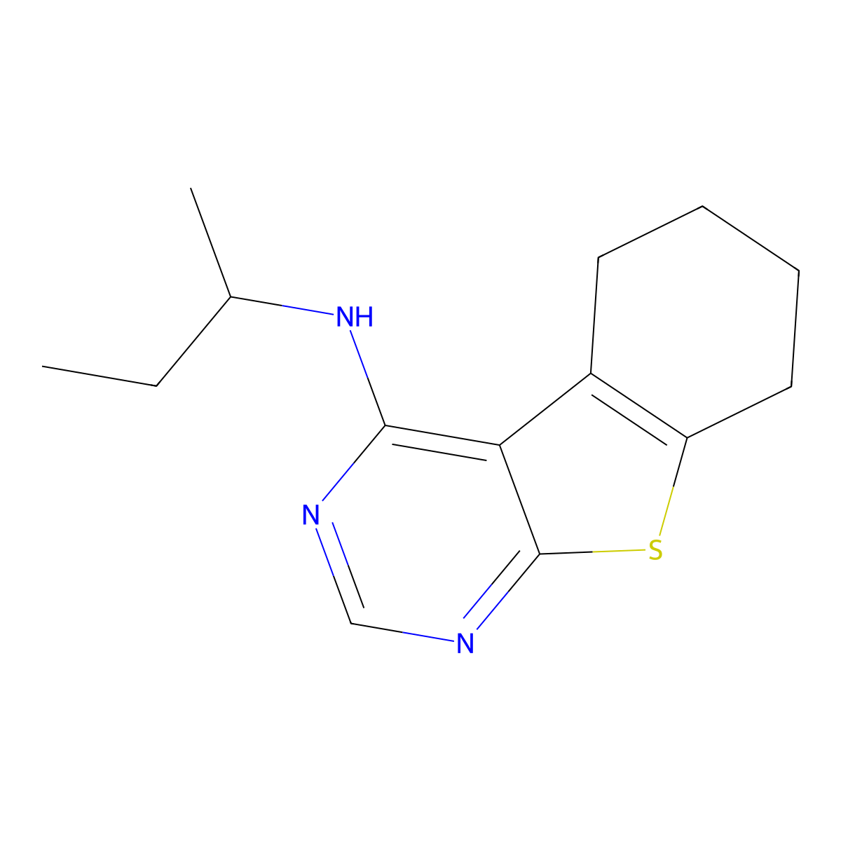 N-butan-2-yl-5,6,7,8-tetrahydro-[1]benzothiolo[2,3-d]pyrimidin-4-amine molecular structure, CAS 63894-47-3