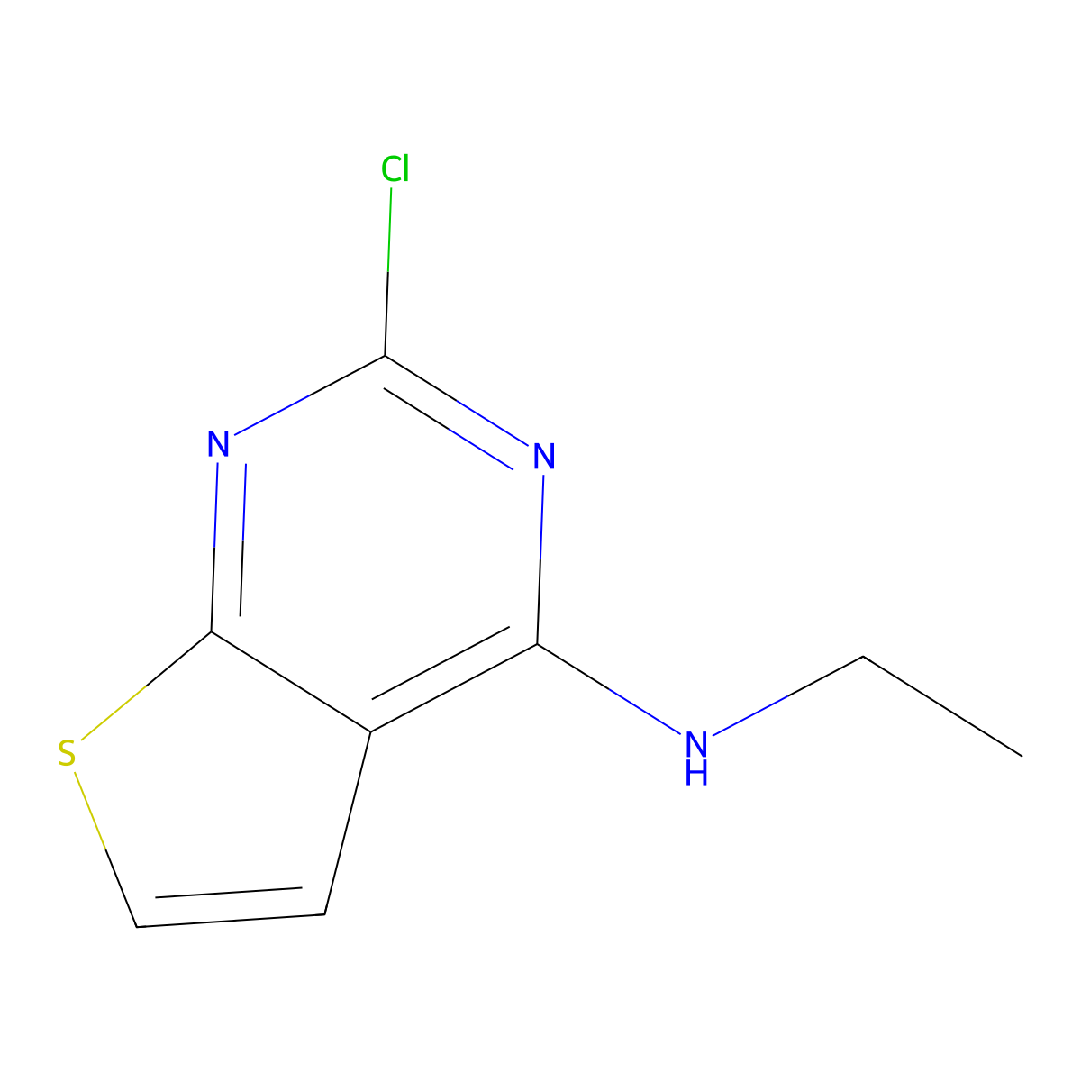 2-chloro-N-ethylthieno[2,3-d]pyrimidin-4-amine molecular structure, CAS 63894-62-2