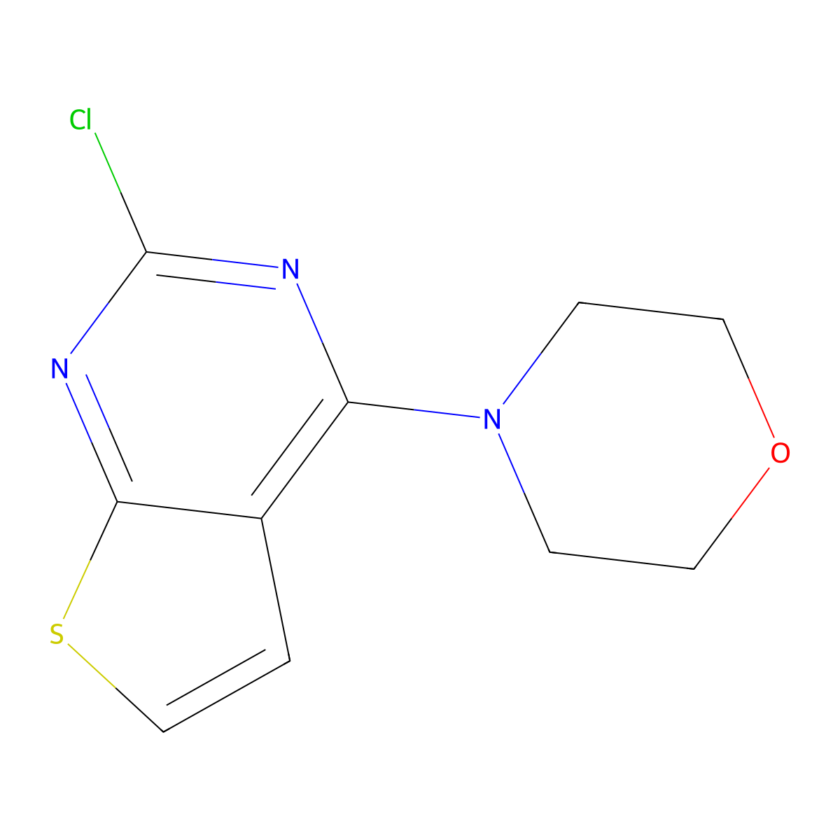 2-Chloro-4-(morpholin-4-yl)thieno(2,3-d)pyrimidine molecular structure, CAS 63894-67-7