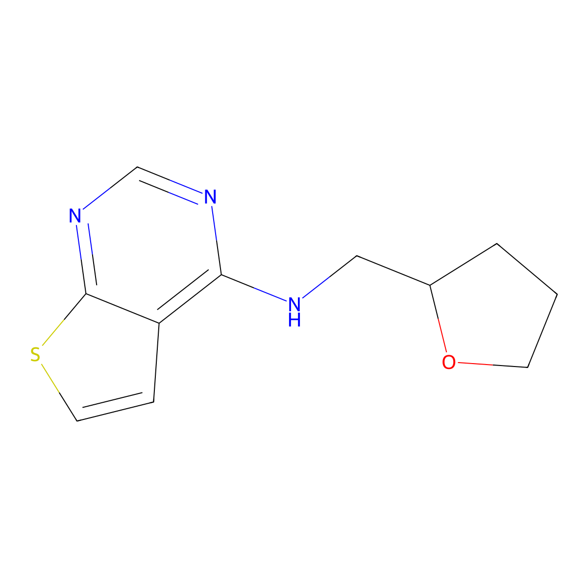 N-[(oxolan-2-yl)methyl]thieno[2,3-d]pyrimidin-4-amine molecular structure, CAS 63894-98-4