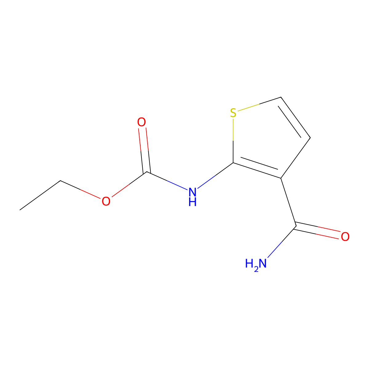 ethyl N-(3-carbamoylthiophen-2-yl)carbamate molecular structure, CAS 63895-76-1