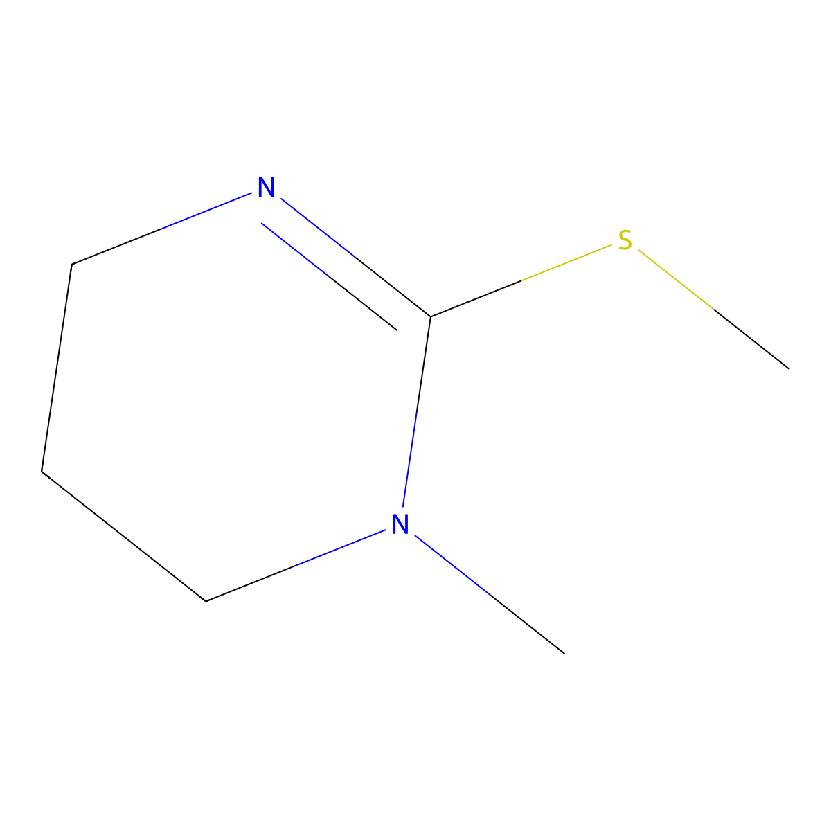 1-methyl-2-methylsulfanyl-5,6-dihydro-4H-pyrimidine molecular structure, CAS 63896-08-2