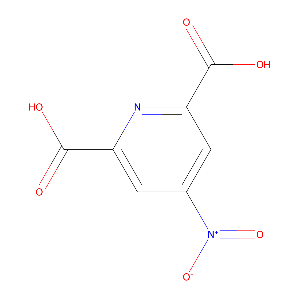 4-Nitropyridine-2,6-dicarboxylic acid molecular structure, CAS 63897-10-9