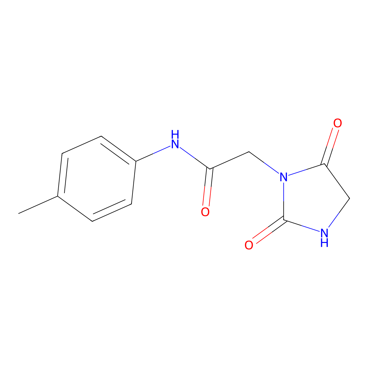 2-(2,5-dioxoimidazolidin-1-yl)-N-(p-tolyl)acetamide molecular structure, CAS 638991-49-8